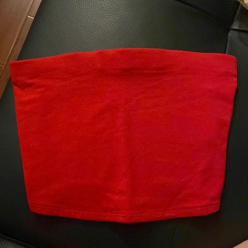 H&M Divided Red Tube Top Strapless NEW